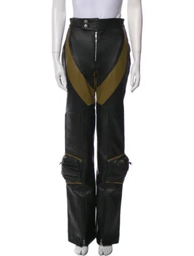 Pre-owned Giuseppe Di Morabito Lamb Leather Wide Leg Pants In Green