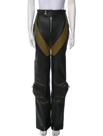 Pre-owned Giuseppe Di Morabito Lamb Leather Wide Leg Pants In Green