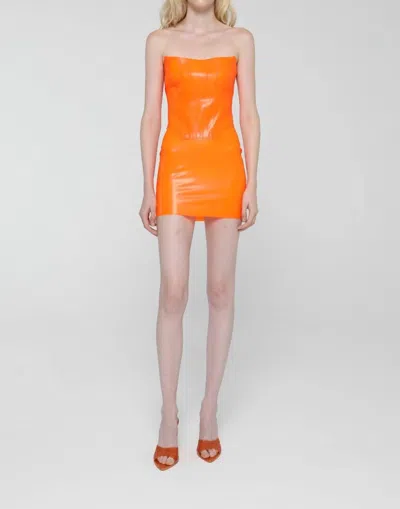 Giuseppe Di Morabito Latex Bustier Mini Dress In Vibrant Orange