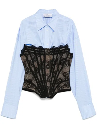 Giuseppe Di Morabito Layered-design Striped Shirt In Blue