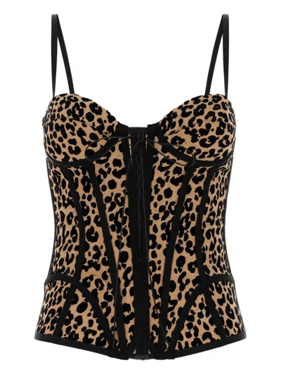 Giuseppe Di Morabito Leopard-print Corset In Black