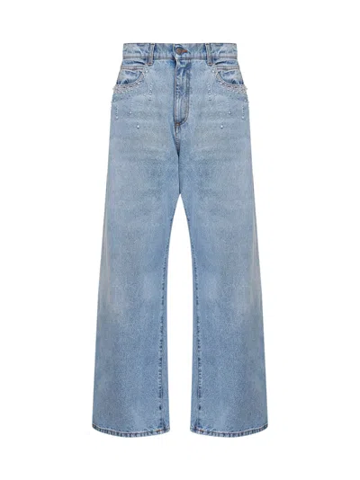 Giuseppe Di Morabito Light Blue Denim Crystal-embellished Baggy Jeans