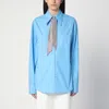 Giuseppe Di Morabito Rhinestone Scarf Buttoned Shirt In Light Blue
