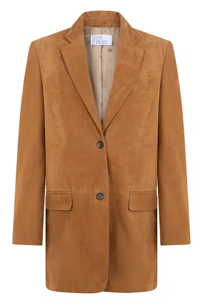 GIUSEPPE DI MORABITO LIGHT BROWN SOLID NOTCHED LAPEL JACKET