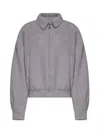 Giuseppe Di Morabito Light Grey Textured Fabric Bomber Jacket In Brown