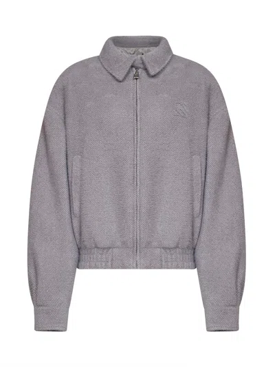 Giuseppe Di Morabito Light Grey Textured Fabric Bomber Jacket In Brown