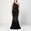 Giuseppe Di Morabito Long Black Lace Semi-transparent Dress In Black