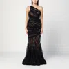Giuseppe Di Morabito Long Black Lace Semi-transparent Dress In Black