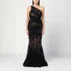 Giuseppe Di Morabito Long Black Lace Semi-transparent Dress