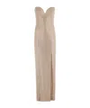 Giuseppe Di Morabito Strapless Sweetheart Long Dress With All-over Rhinestones In Brown