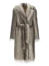 Giuseppe Di Morabito Waist Belted Faux Fur Knee Length Coat In Brown