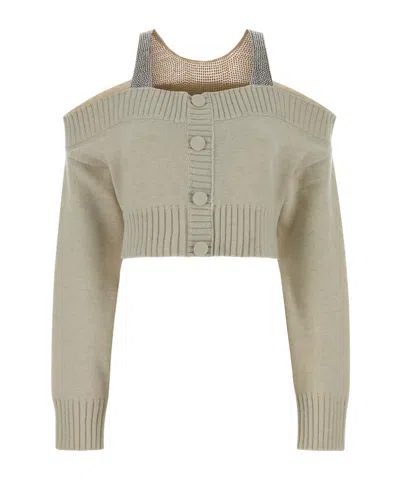 GIUSEPPE DI MORABITO CRYSTAL-EMBELLISHED COLD-SHOULDER CARDIGAN