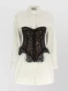 Giuseppe Di Morabito Long Sleeve Corset Style Lace Dress In White