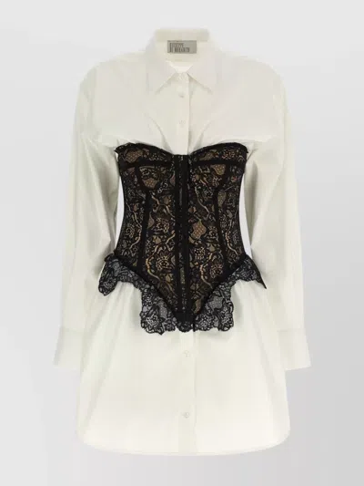 GIUSEPPE DI MORABITO LONG SLEEVE CORSET STYLE LACE DRESS