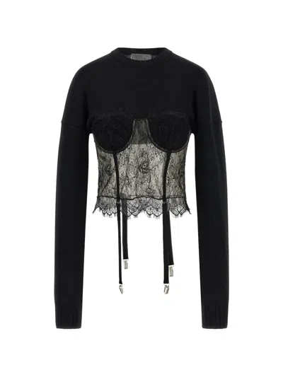 Giuseppe Di Morabito Lace Insert Sweater Sweaters And Cardigans Black