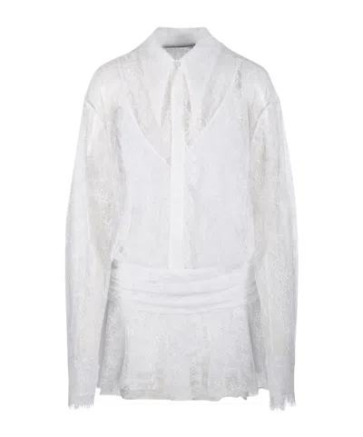 Giuseppe Di Morabito Long-sleeved Lace Mini Dress In White