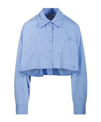 Giuseppe Di Morabito Embellished Cropped Shirt In Blue