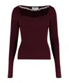 Giuseppe Di Morabito Chain-embellished Ribbed Sweater In Burgundy