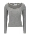 Giuseppe Di Morabito Square Neck Chain Detail Fitted Sweater In Gray