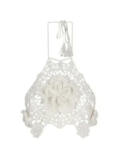 Giuseppe Di Morabito Crochet Flower Top In White