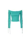 Giuseppe Di Morabito Lace-up Off-the-shoulder Cropped Knitwear In Blue