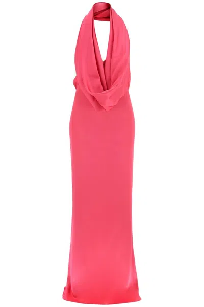 Giuseppe Di Morabito Maxi Gown With Built-in Hood In Fuchsia