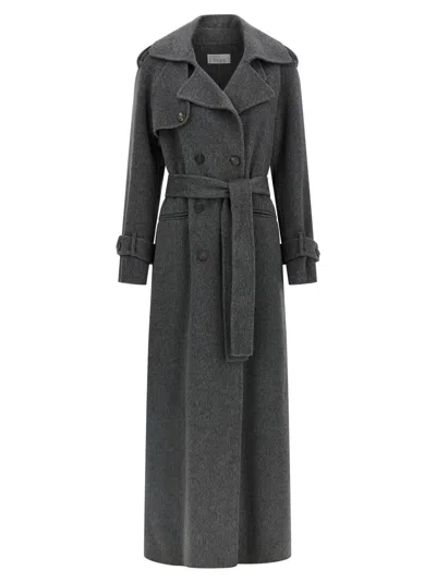 Giuseppe Di Morabito Maxi Wool Coat With Double-breasted Design In Gray