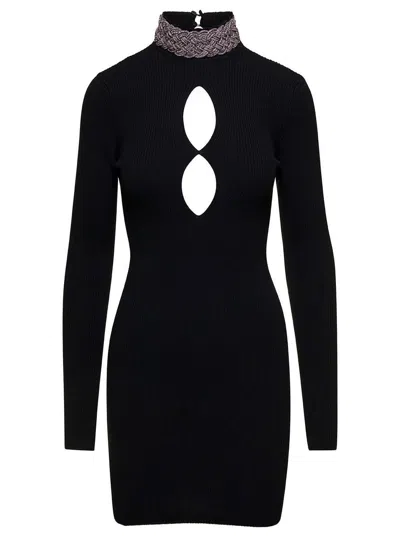 Giuseppe Di Morabito Merino Wool Mini Dress Embellished Neck