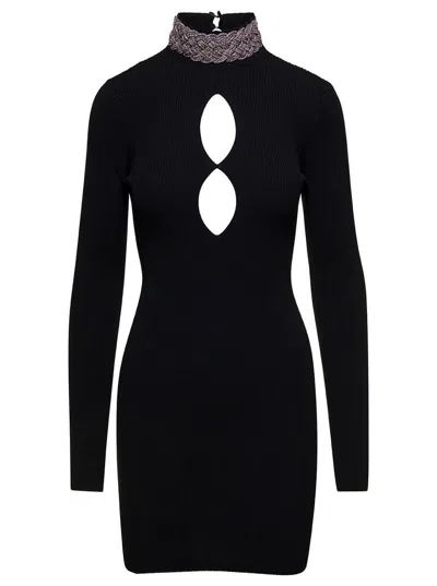 Giuseppe Di Morabito Merino Wool Mini Dress Embellished Neck