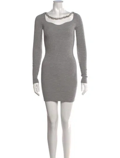 Pre-owned Giuseppe Di Morabito Merino Wool Mini Dress In Grey