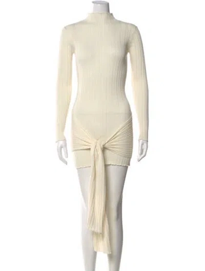 Pre-owned Giuseppe Di Morabito Merino Wool Mini Dress In Neutral