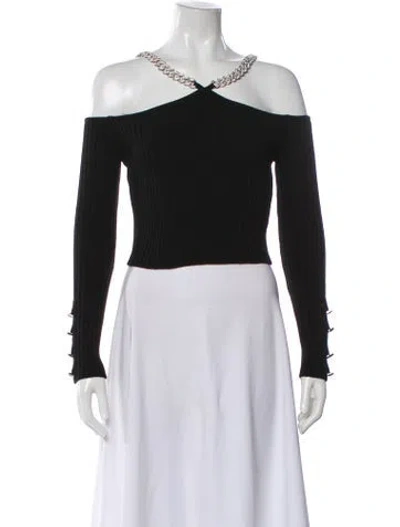 Pre-owned Giuseppe Di Morabito Merino Wool Off-the-shoulder Top In Black