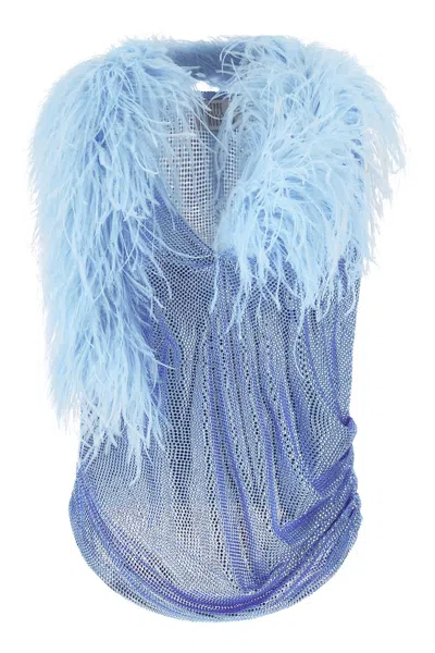 Giuseppe Di Morabito Crystal-embellished Mesh Tank Top In Blue