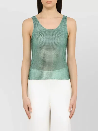 Giuseppe Di Morabito Mesh Sleeveless Top Shimmering Finish In Green