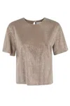 Giuseppe Di Morabito Embellished Metallic Keyhole Back Blouse In Brown