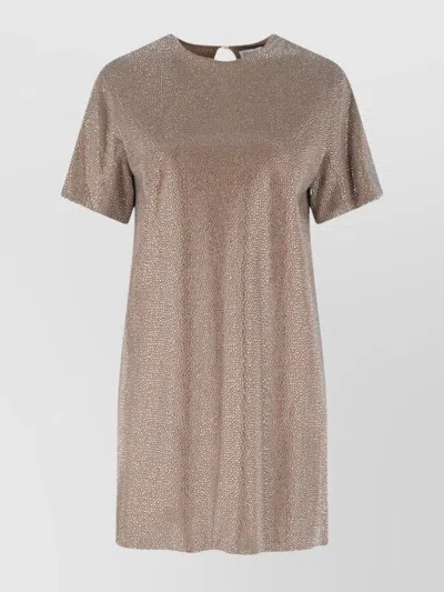 GIUSEPPE DI MORABITO METALLIC FINISH KNEE LENGTH DRESS WITH KEYHOLE BACK
