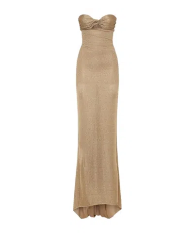 Giuseppe Di Morabito Metallic Luster Knit Sleeveless Dress In Brown