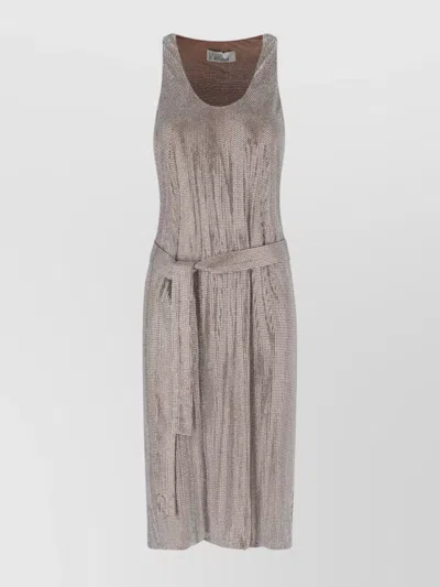 GIUSEPPE DI MORABITO METALLIC SCOOP NECK SLEEVELESS DRESS