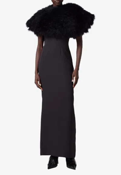 Giuseppe Di Morabito Midi Dress With Feather-shawl In Black