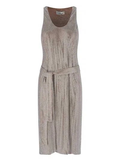 Giuseppe Di Morabito Midi Dress With Rhinestones In Brown
