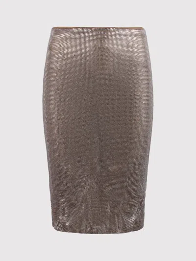 Giuseppe Di Morabito Midi Skirt With All-over Micro Rhinestones In Gray
