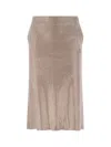 Giuseppe Di Morabito Metallic Finish Skirt With Back Slit And Side Pockets In Beige