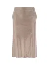 Giuseppe Di Morabito Metallic Finish Skirt With Back Slit And Side Pockets In Beige