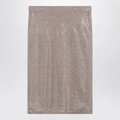 Giuseppe Di Morabito Midi Skirt With Silver Rhinestone Detail In Neutral