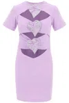Giuseppe Di Morabito Mini Cut-out Dress With Applied Heart Details In Violet (purple)