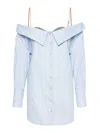 Giuseppe Di Morabito Rhinestoned V-nek Poplin Shirt In Azul Claro