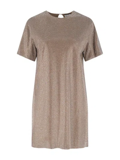 GIUSEPPE DI MORABITO MINI DRESS WITH STRASS - BROWN