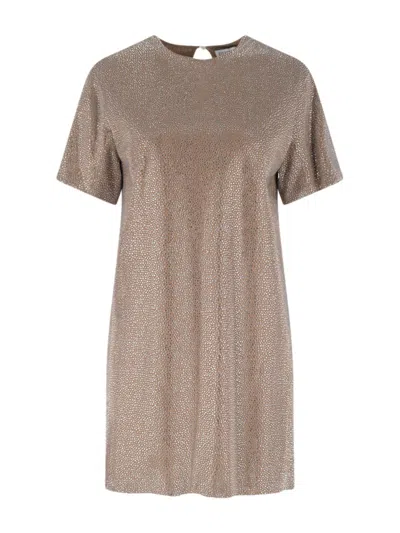GIUSEPPE DI MORABITO GIUSEPPE DI MORABITO MINI DRESS WITH STRASS – BROWN