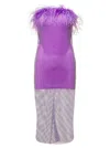 Giuseppe Di Morabito Mini Purple Dress With Feather Trim And Rhinestone Embellishment In Polyamide Woman In Multicolor