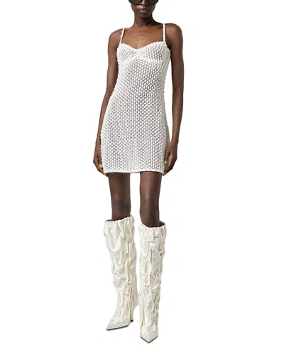 Giuseppe Di Morabito Mini Sweetheart Neck Knit Dress In White